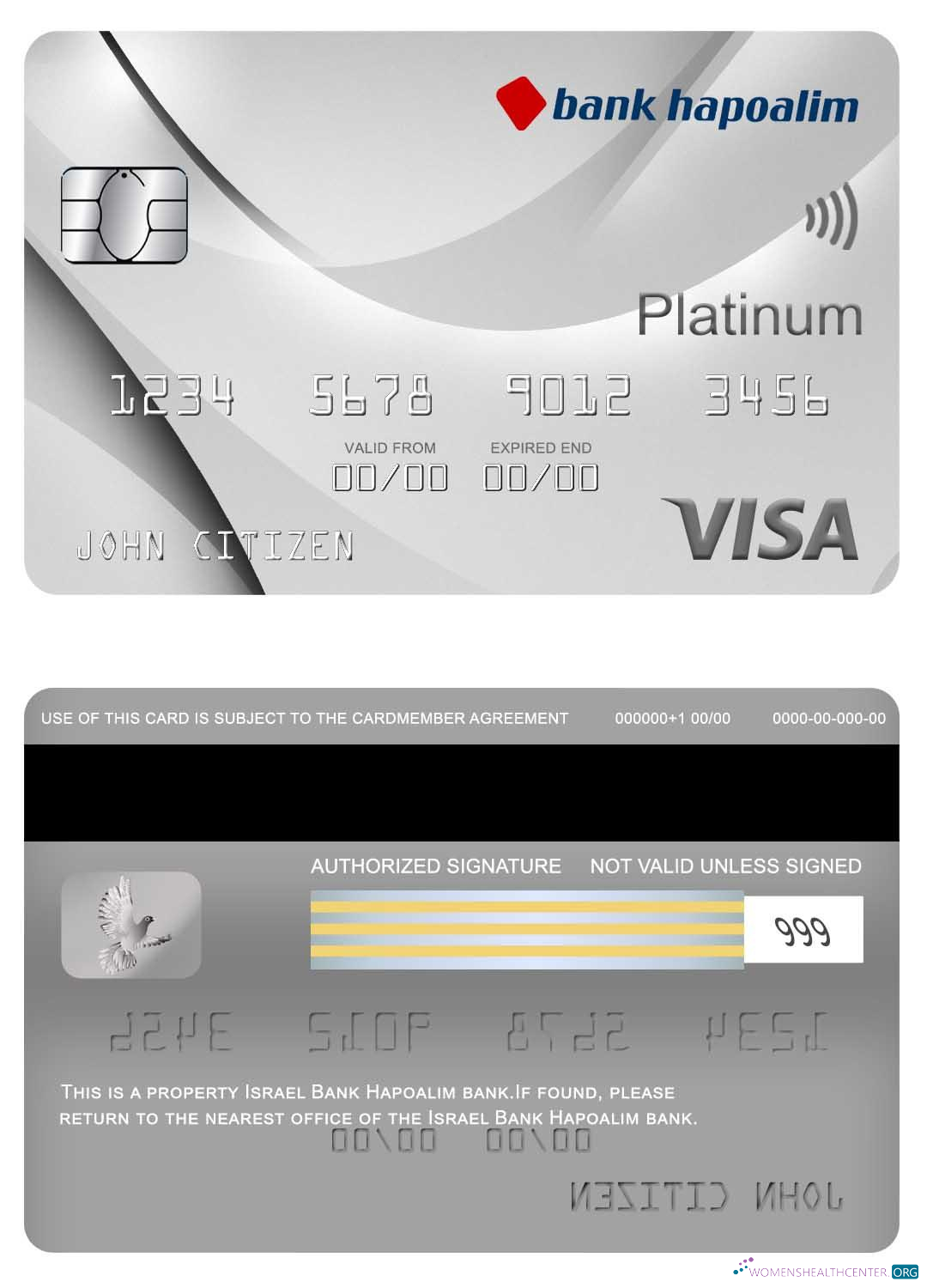 Download Israel Bank Hapoalim bank visa platinum card Photoshop template